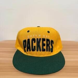 Green Bay Packers Snapback Flat Bill Hat Yellow Green Cap Adult Budweiser Men’s